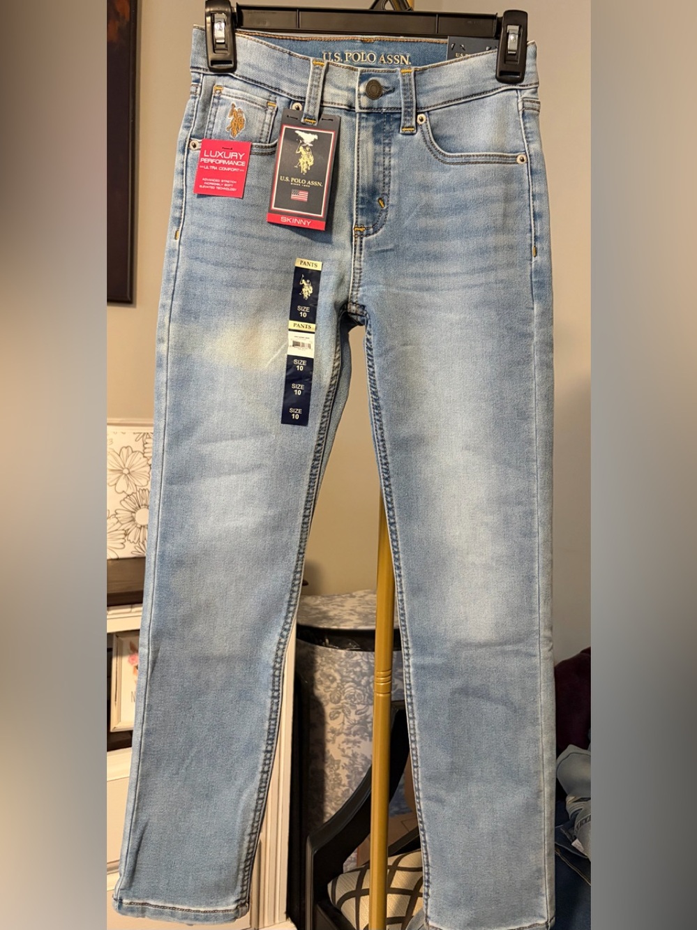 Boys U.S. Polo Assn. Light Blue Skinny Jeans adjustable waist advanced stretch